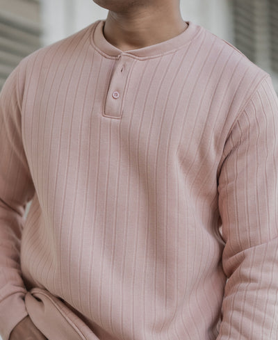 Dusty Peach Regular Fit Full Sleeves T-Shirt