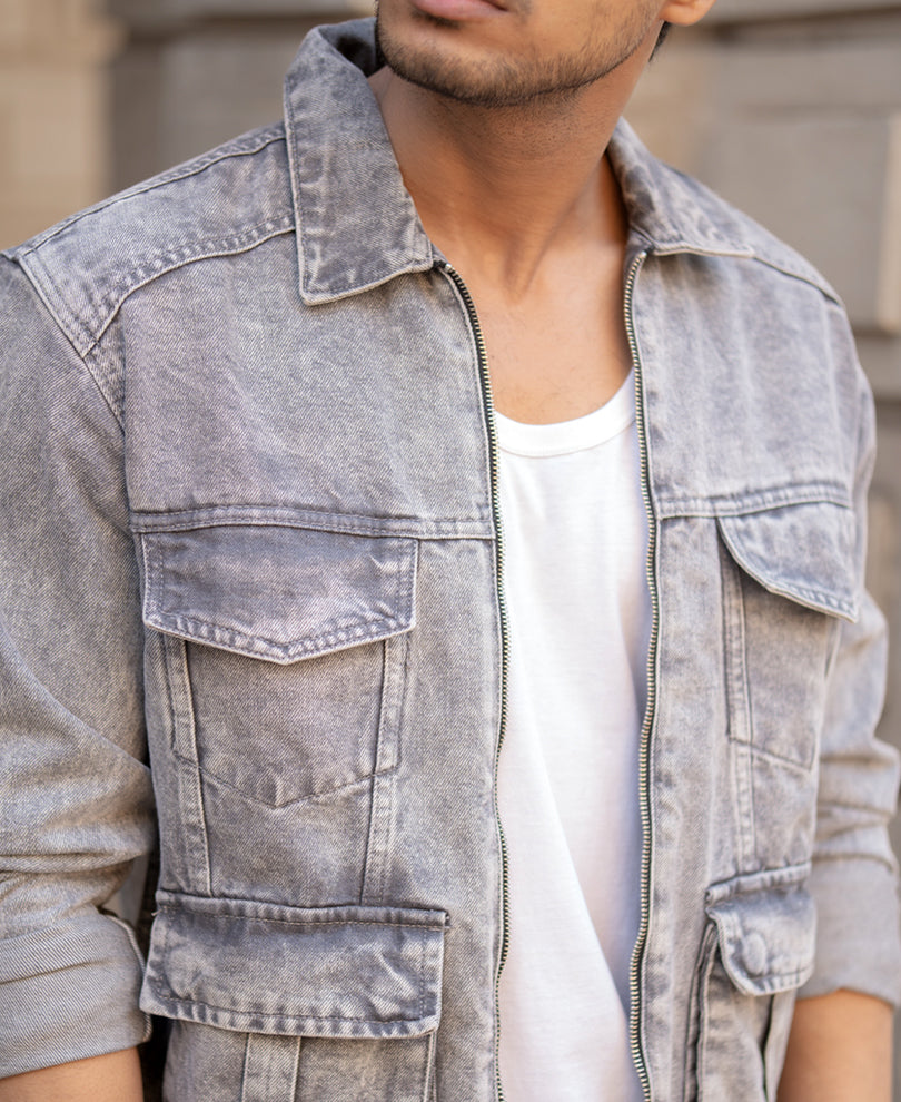 Grey Utility Denim Jacket