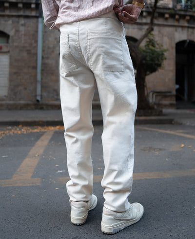 Cream Regular Fit Cotton Pant