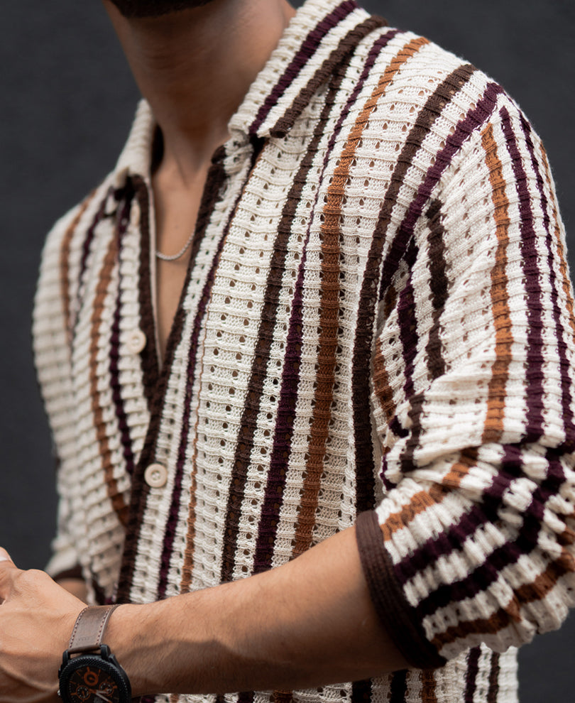 Multi Colour Stripes Regular Fit Full Sleeves Shirt