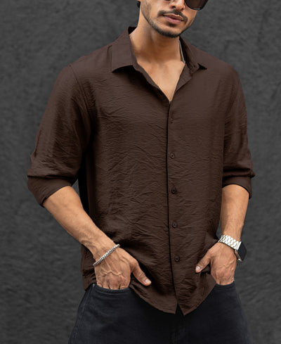 Brown Full Sleeves Regular Fit Shirt