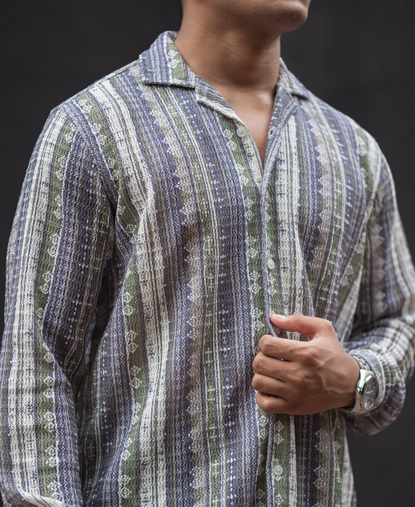 Multicolour Striped Regular Fit Full Sleeves Shirt
