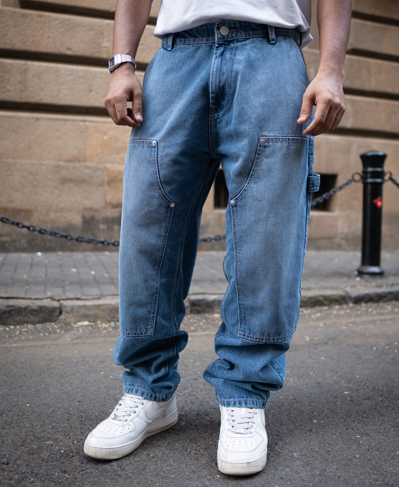 Blue Baggy Fit Basic Denim Jeans