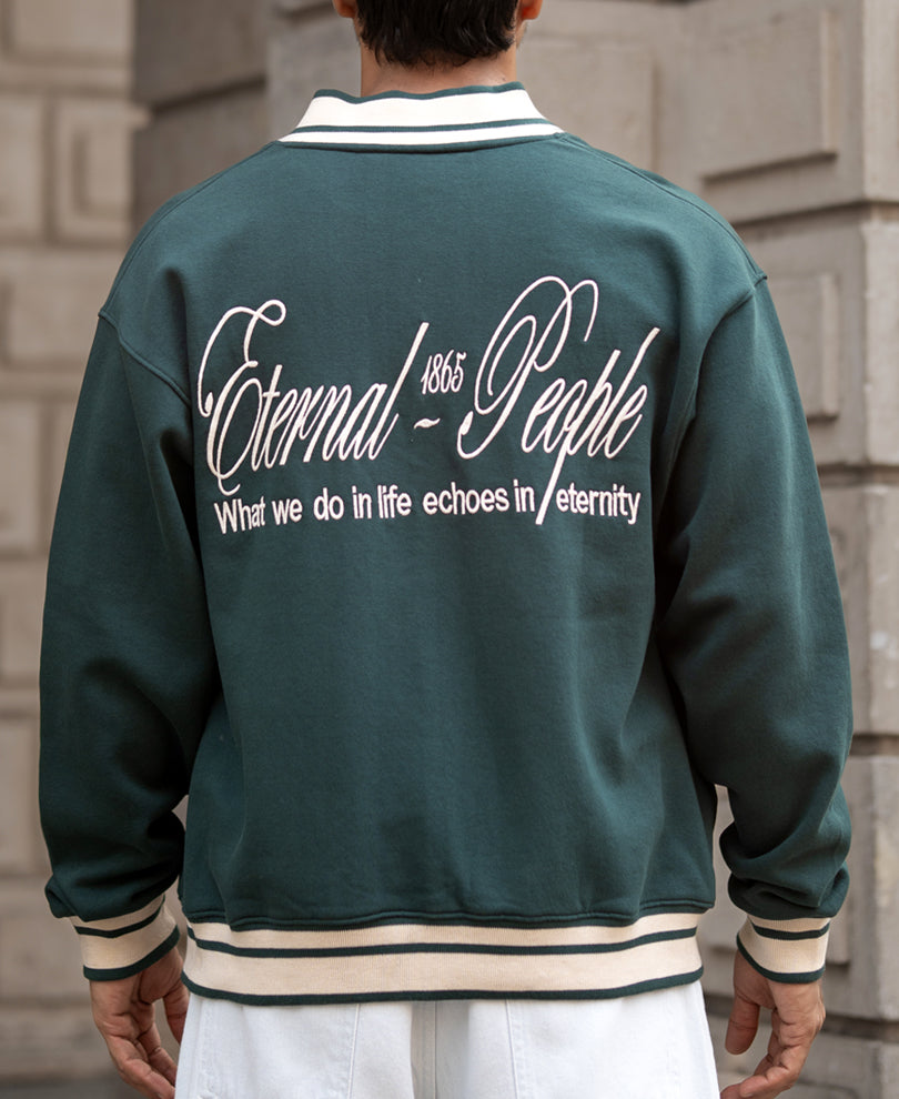 Pine Green Regular Fit Varsity Jacket
