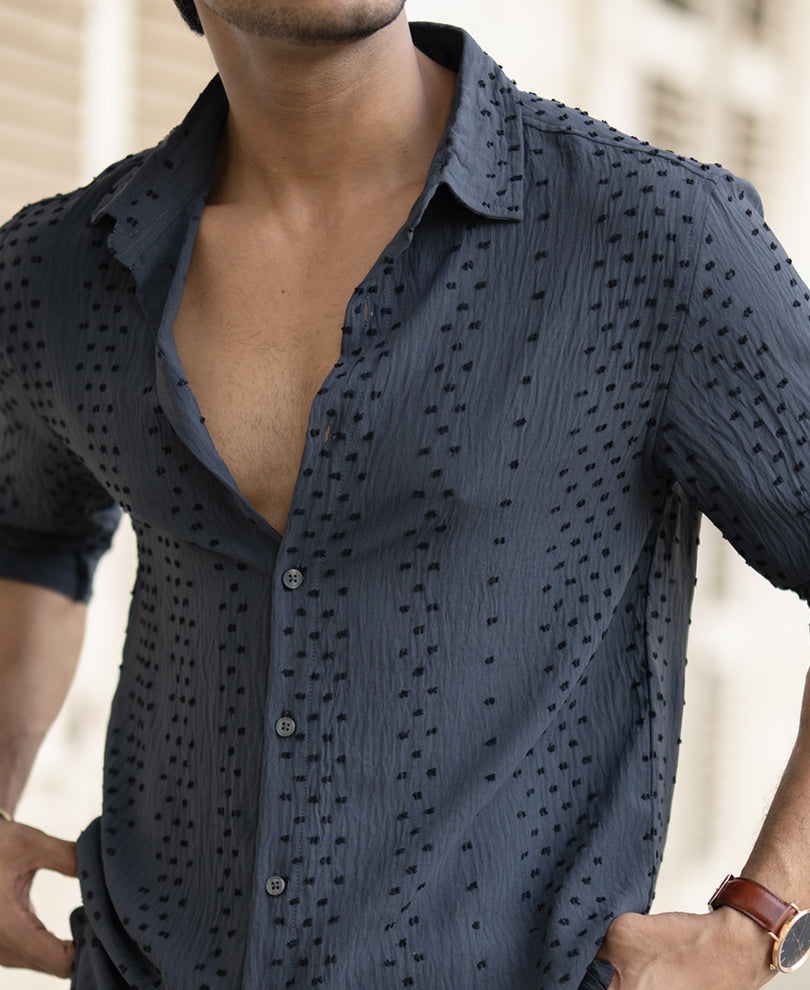 Grey Structured Flowy Shirt