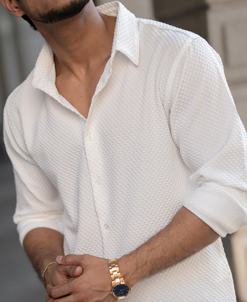 White Structure Regular Fit Shirt