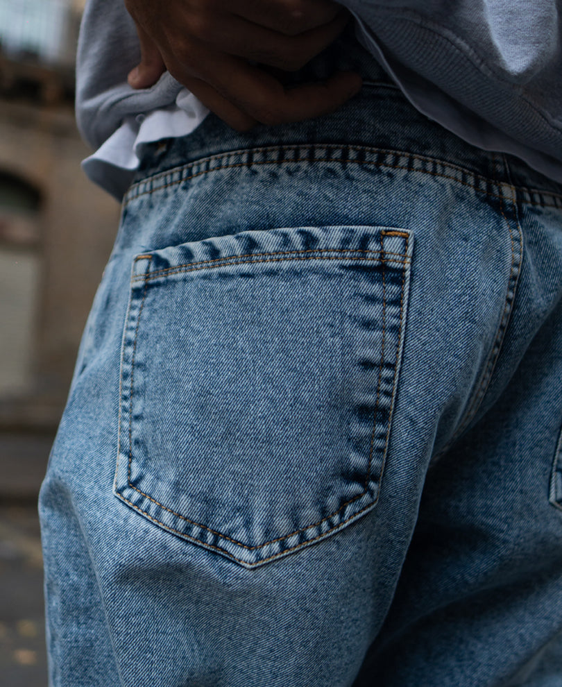 Light Blue Baggy Fit Basic Denim Jeans