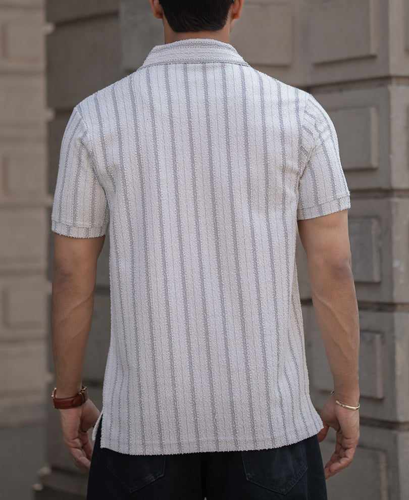 Grey Structured Stripe T-Shirt