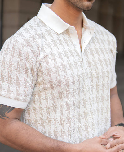 Beige Contrast Polo Regular Fit T-Shirt
