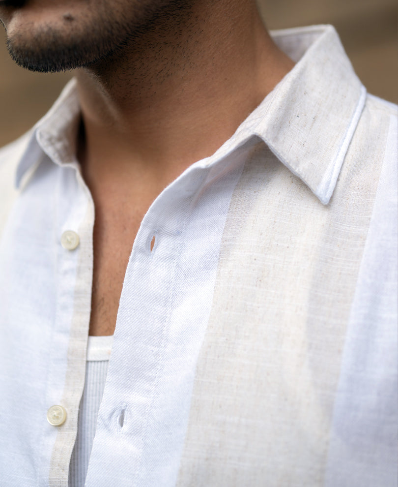Natural & White Blend Stripe Shirt