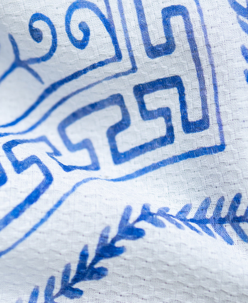 White Printed Cotton Structured Shirt.