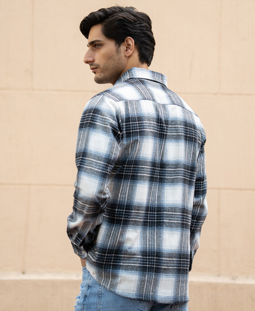 Black Lighweight Checks Shirt.