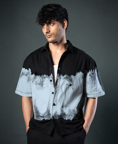 Black Tie-Dye Boxy Shirt 100% Cotton