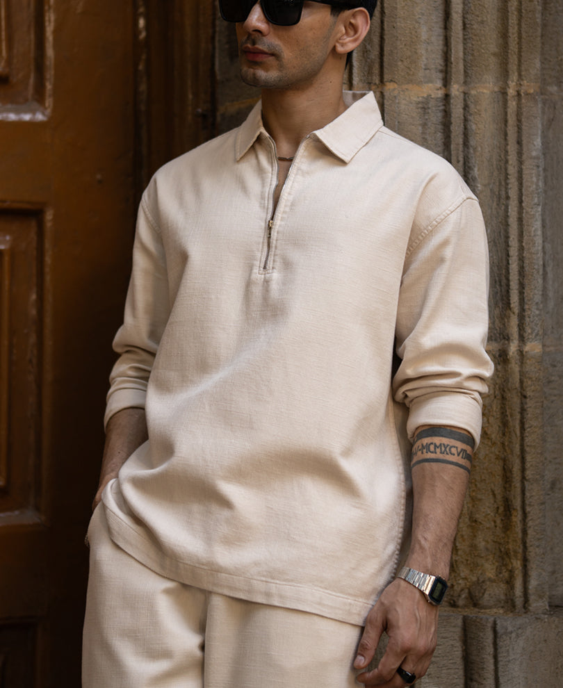 Beige Structured Cord Set.