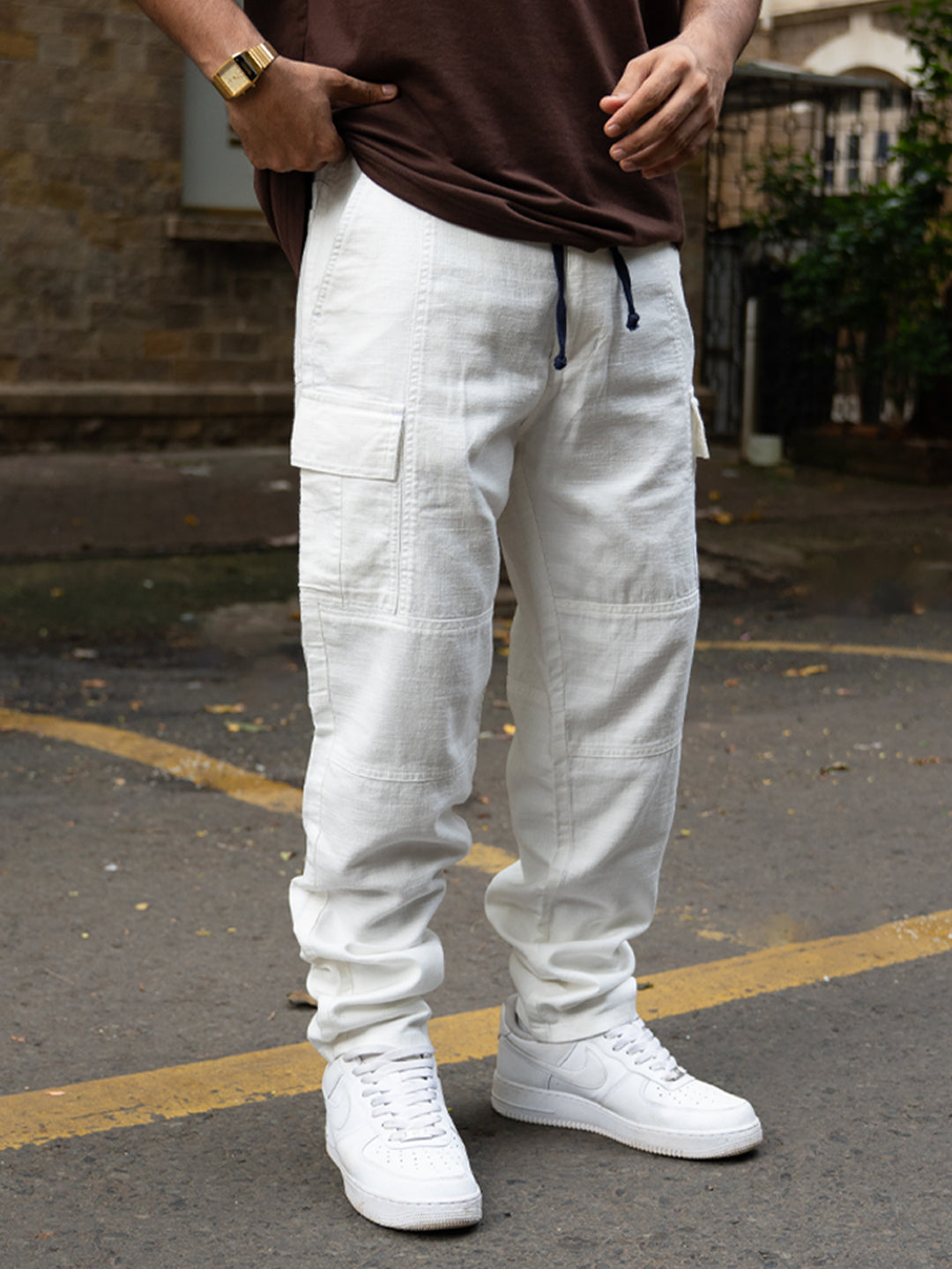 Off-White Cotton Cargo Pant