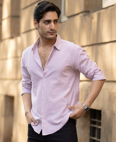 Light Pink Cotton Oxford Stripe Shirt