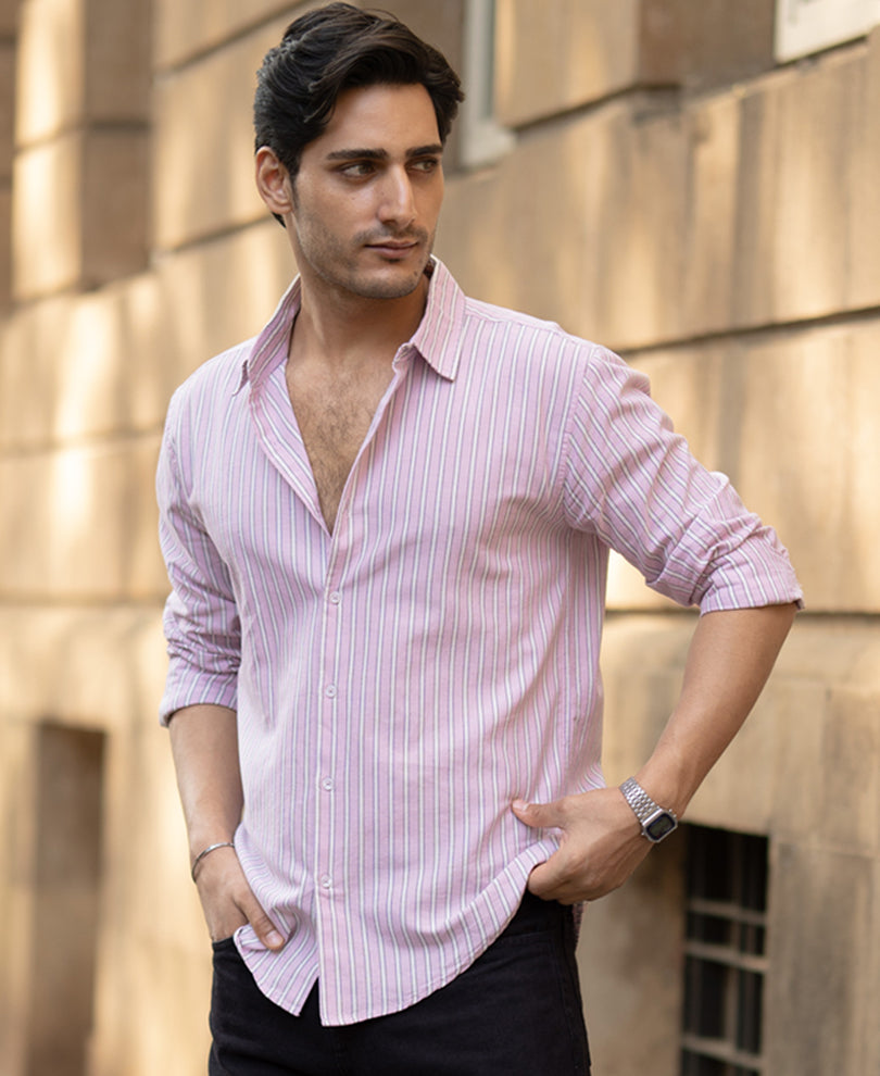 Light Pink Cotton Oxford Stripe Shirt
