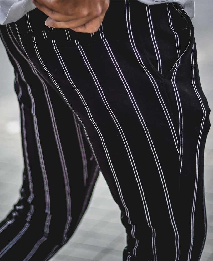 Black Stripes Skinny Fit Chino Pant