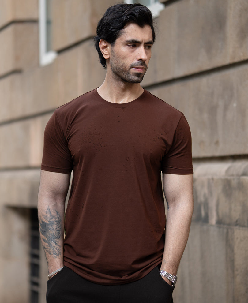 Brown Regular Fit Stretch T-Shirt