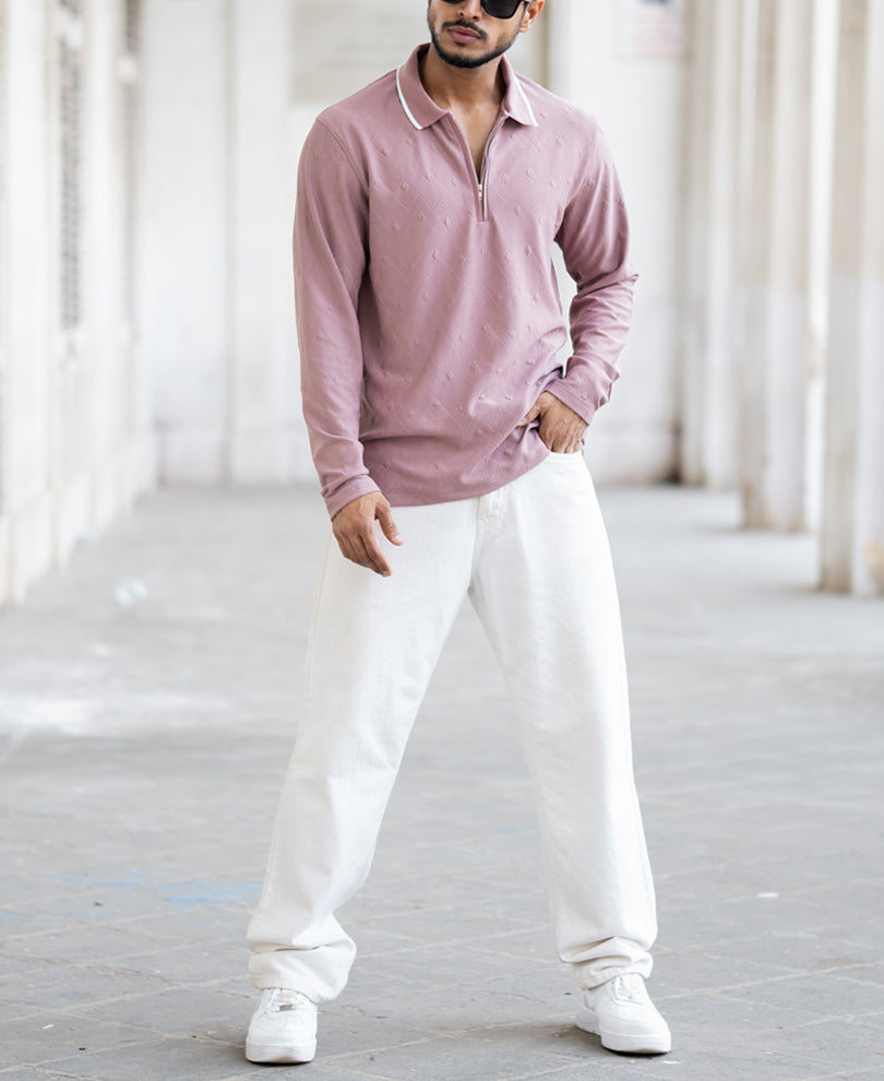 Dull Rose Regular Fit Full Sleeves T-Shirt