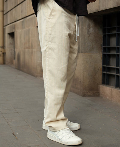 Natural Cotton Structure Trousers.