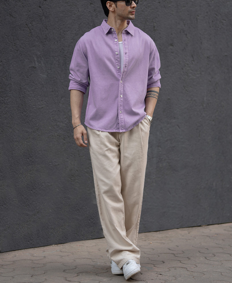 Lavender Overdyed Structured Shirt.