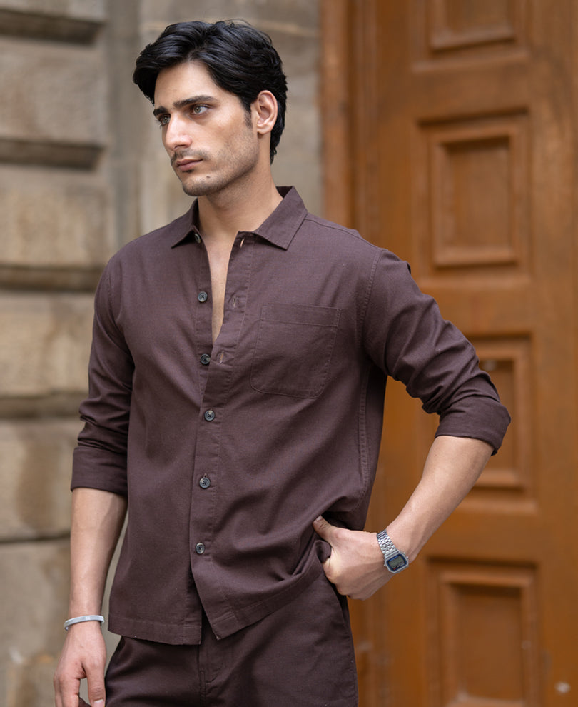 Brown Structured Lightweight Co-ord Set.