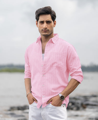 Pink Lightweight Cotton Stripe Shirt