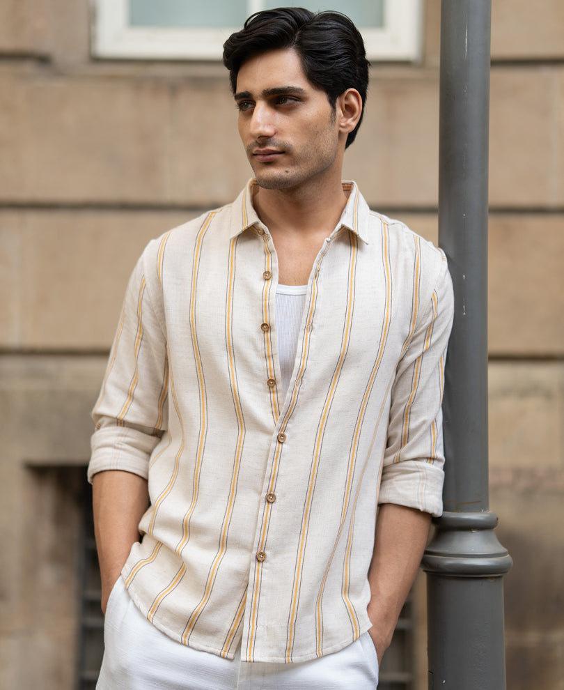 Natural Broad Striped Shirt.