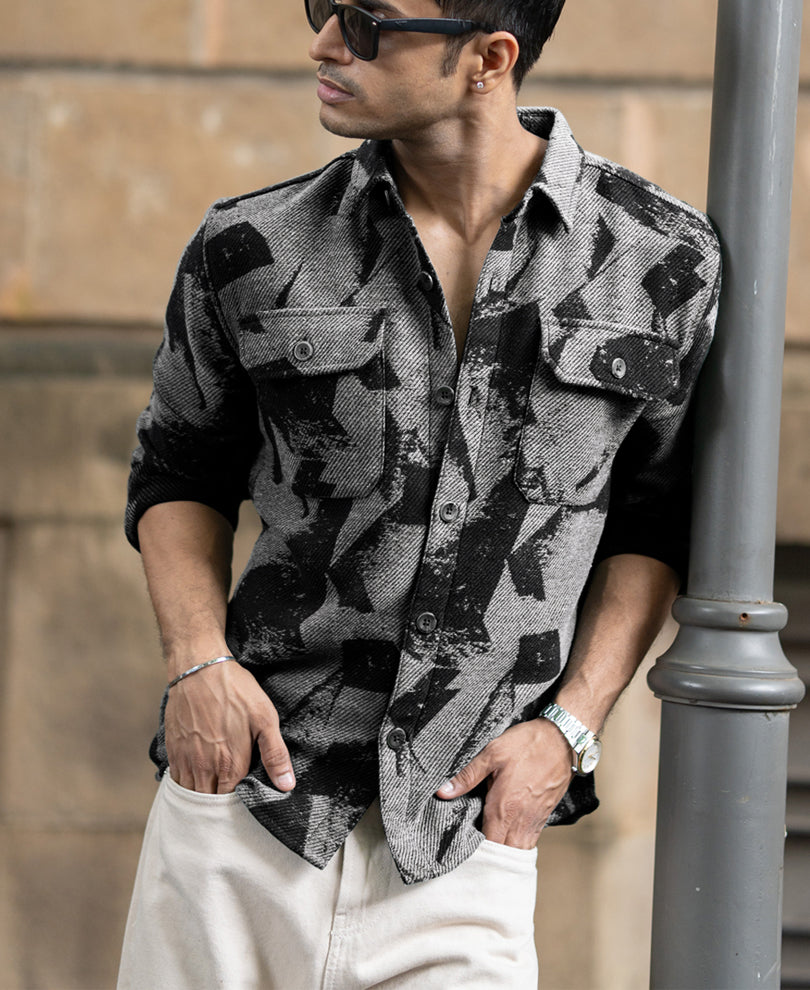 Grey Jacquard Overshirt