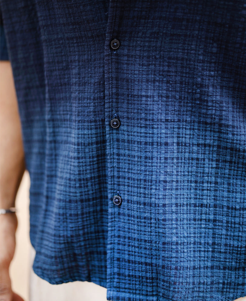 Navy Structured Ombre Shirt.