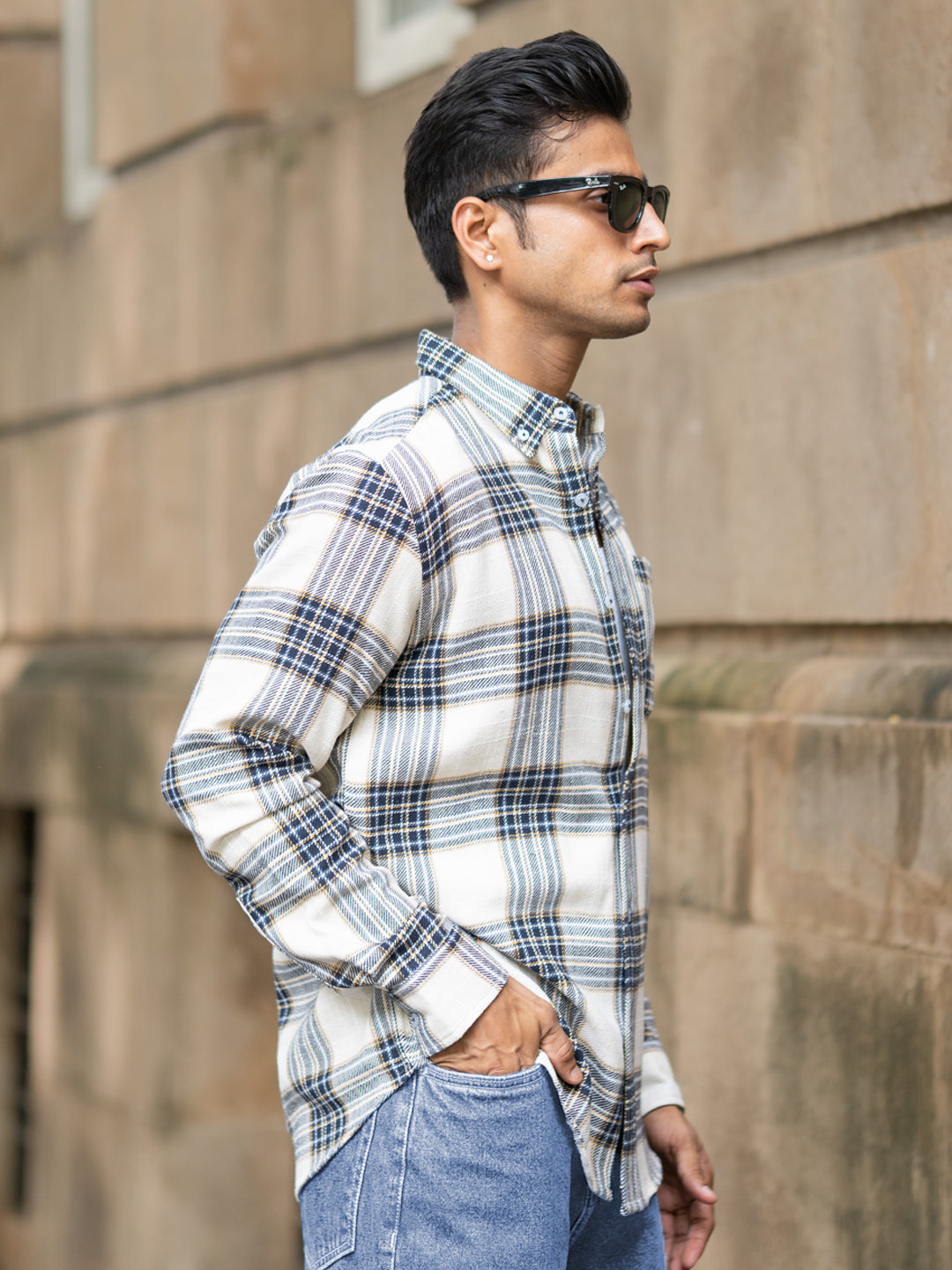 Multicolour Structured Checks Button Down Shirt