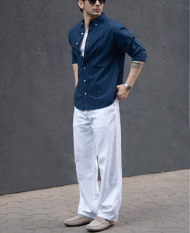 Navy Oxford Stripe Shirt