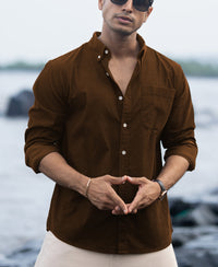 Tan Brown Corduroy Buttondown Shirt