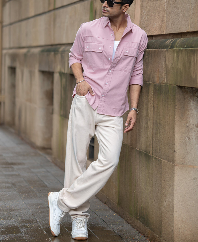 Dusty Pink Structured Overshirt