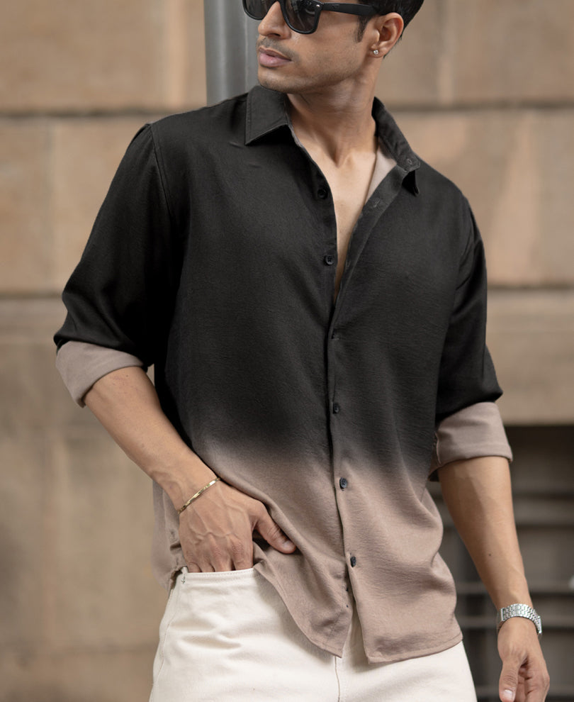 Brown Ombre Satin Shirt