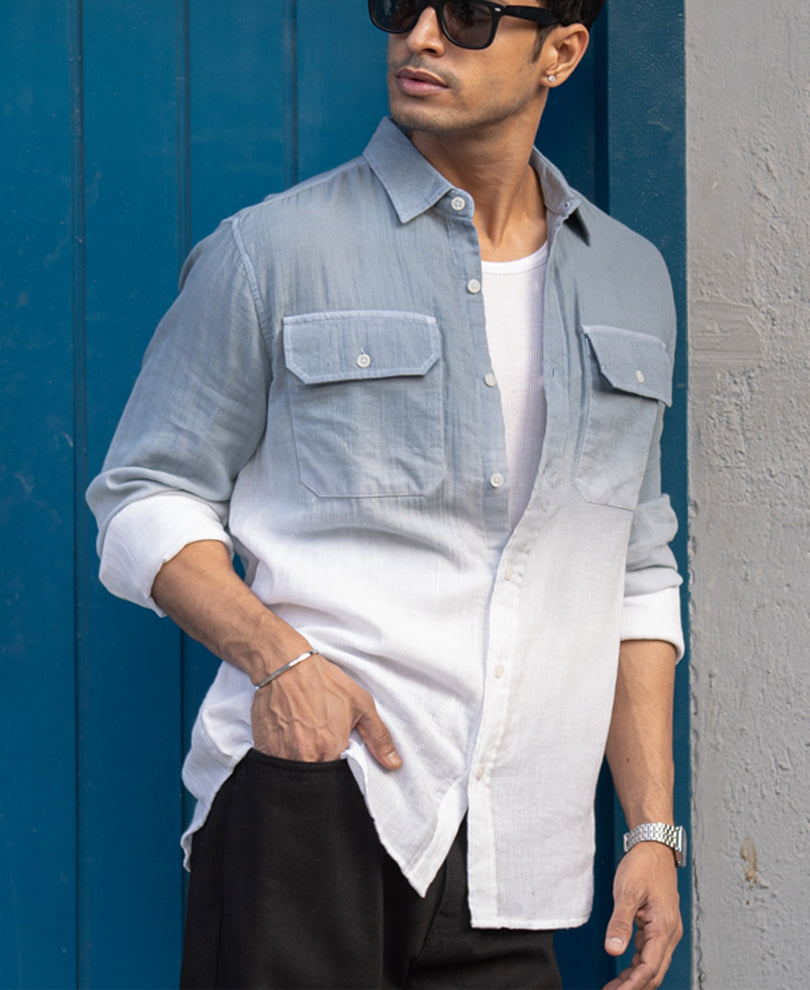 Grey Sky Double Pocket Ombre Shirt.