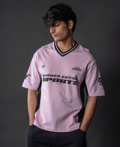 Light Pink Panelled Sport T-Shirt.