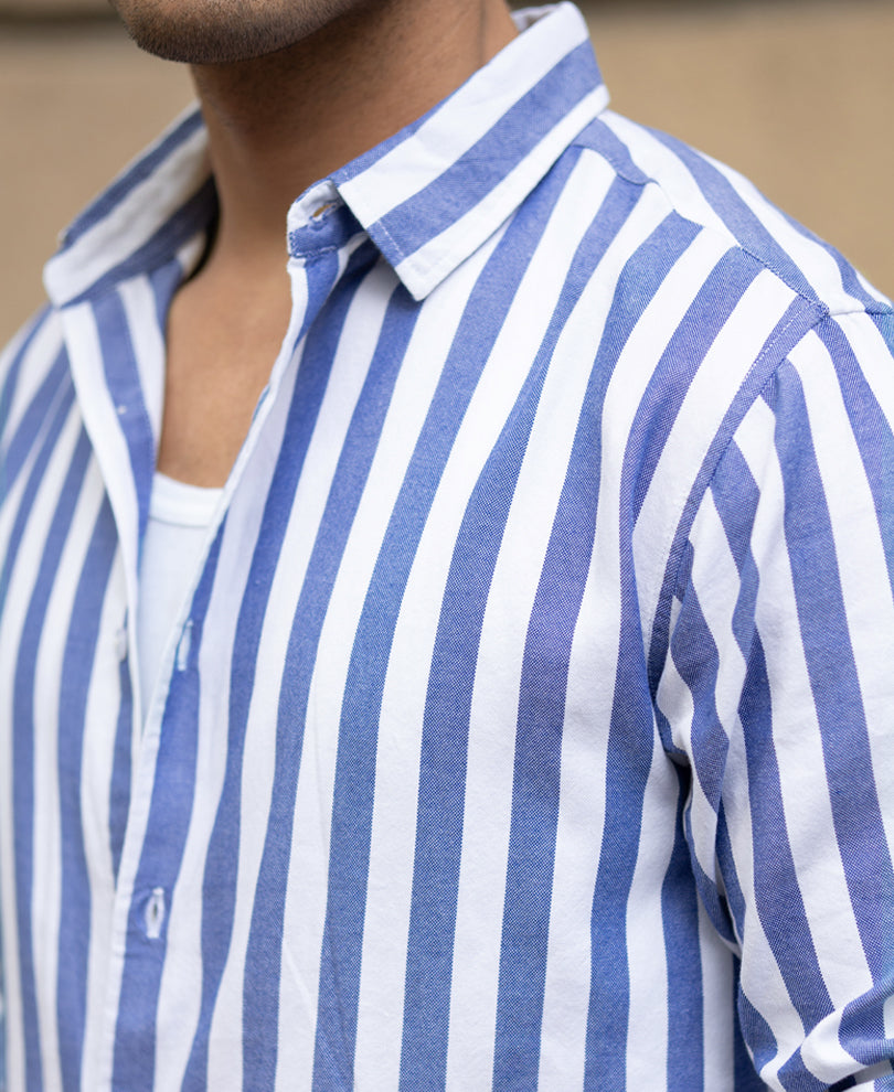 Blue Nautical Stripe Shirt.