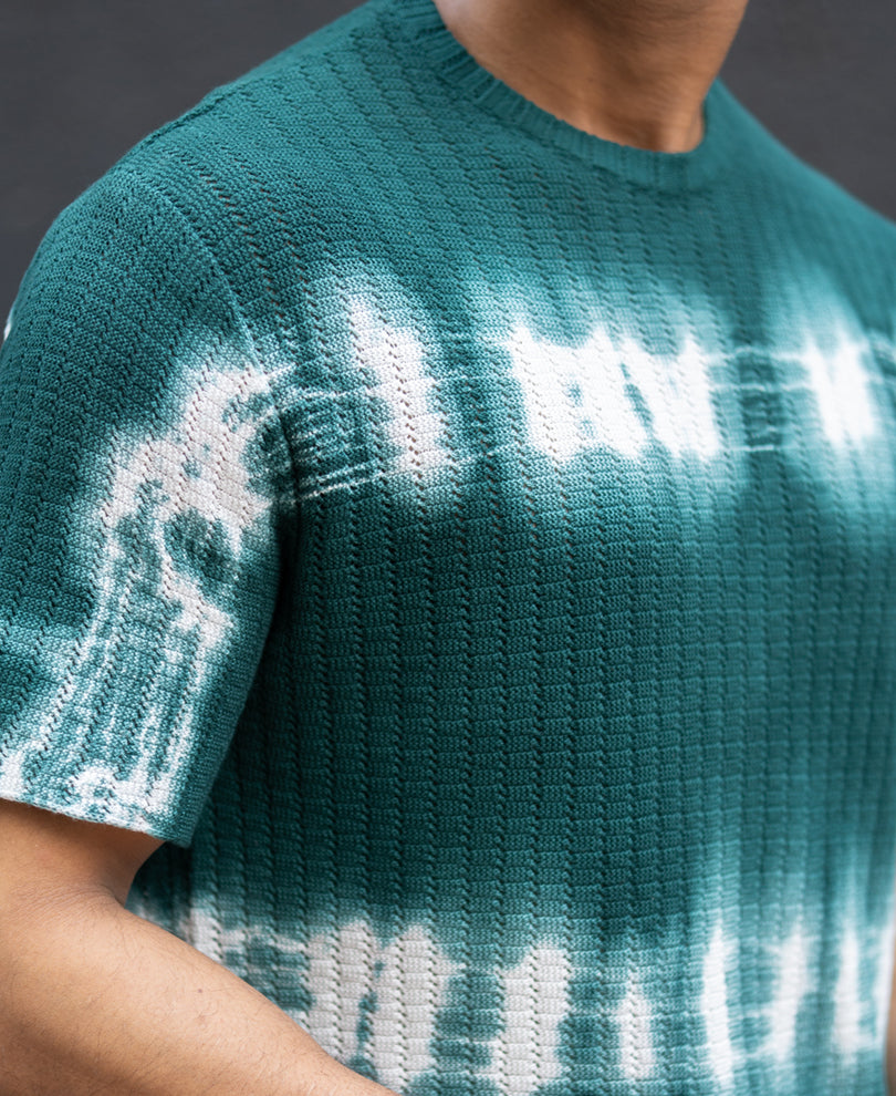 Dark Green Tie Dye Knit T-Shirt