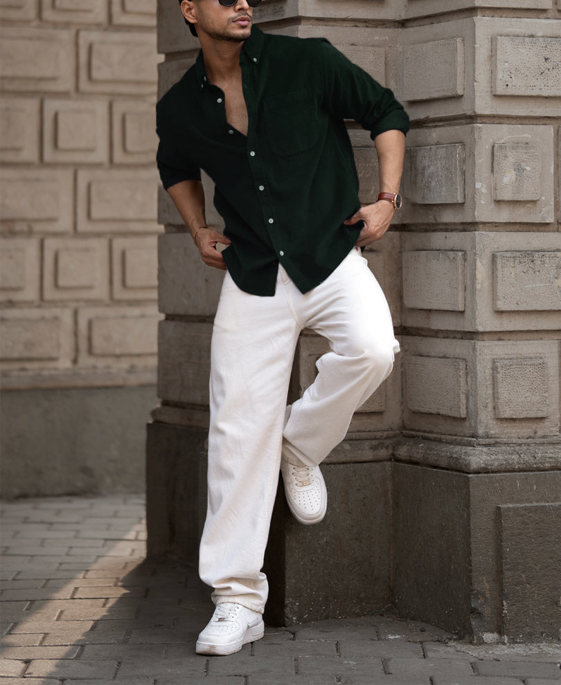 Dark Green Corduroy Buttondown Shirt