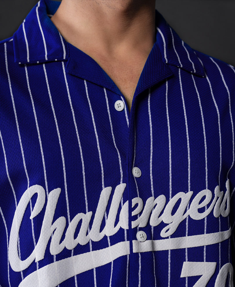 Royal Blue Printed Jersey Shirt.