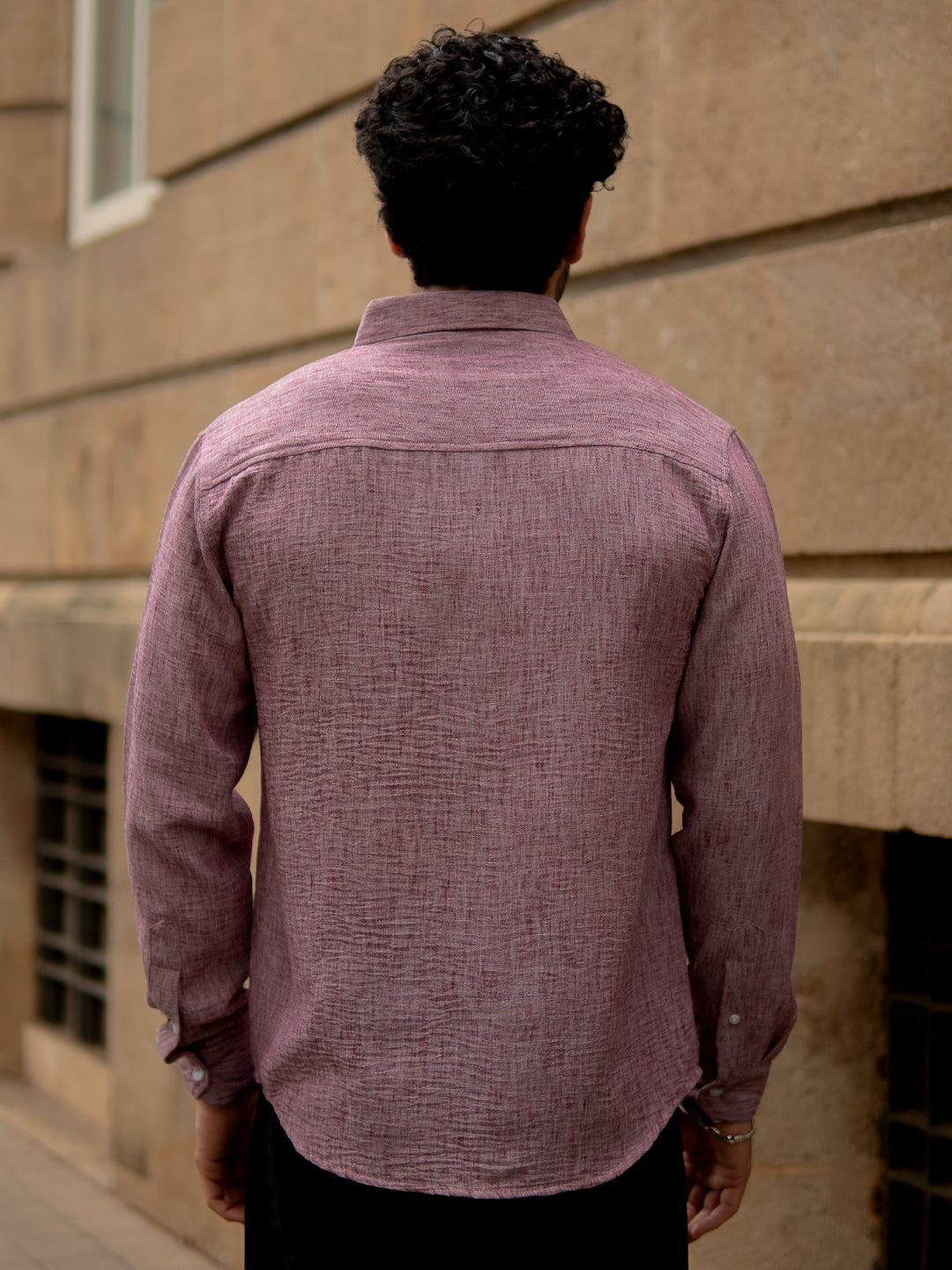 Mauve Slub Textured Shirt