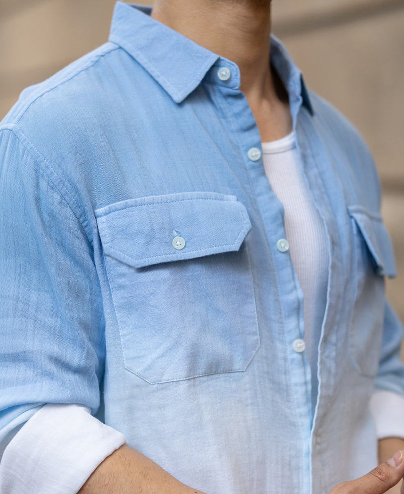 Blue Double Pocket Ombre Shirt