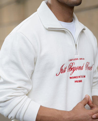 Off White Embroidered Fleece Sweatshirt