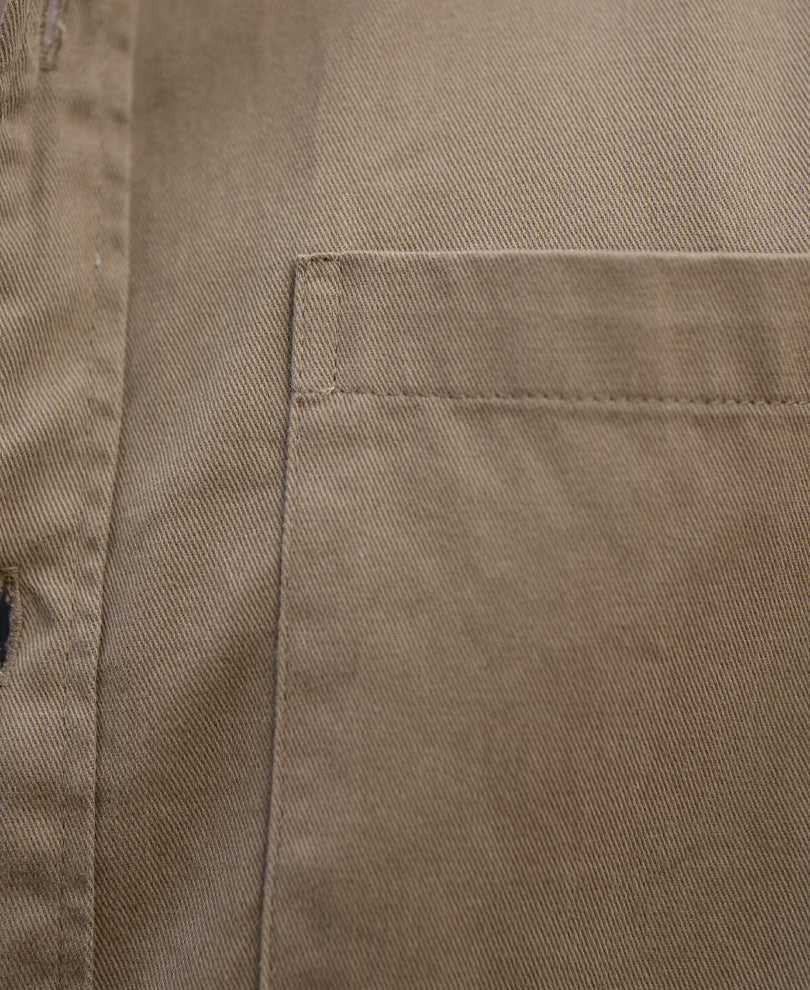 Dark Beige Printed Applique Shirt.