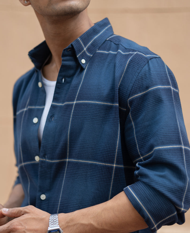 Navy Lightweight Checks Shirt
