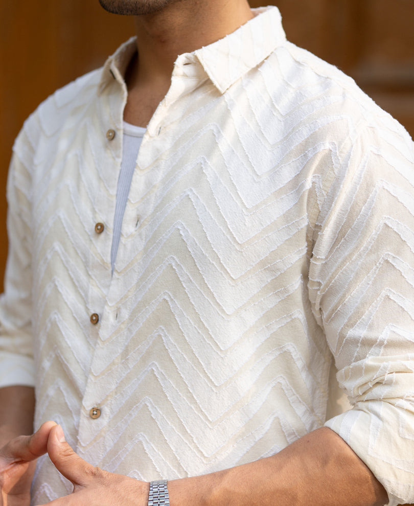 Off White Jacquard Shirt