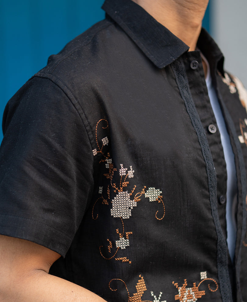Black Embroidered Shirt.