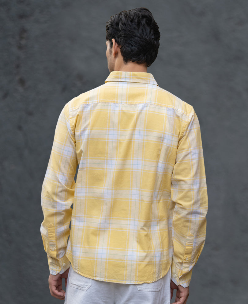 Yellow Lightweight Cotton Checks Shirt